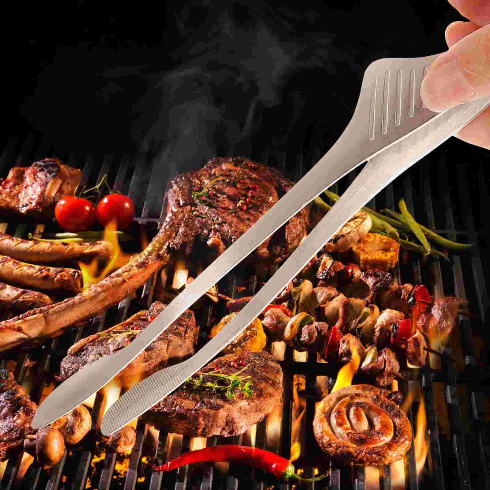 

2pcs Stainless Steel Tongs Barbecue Tongs Kitchen Tongs Cooking Tongs Serving Tongs for Party