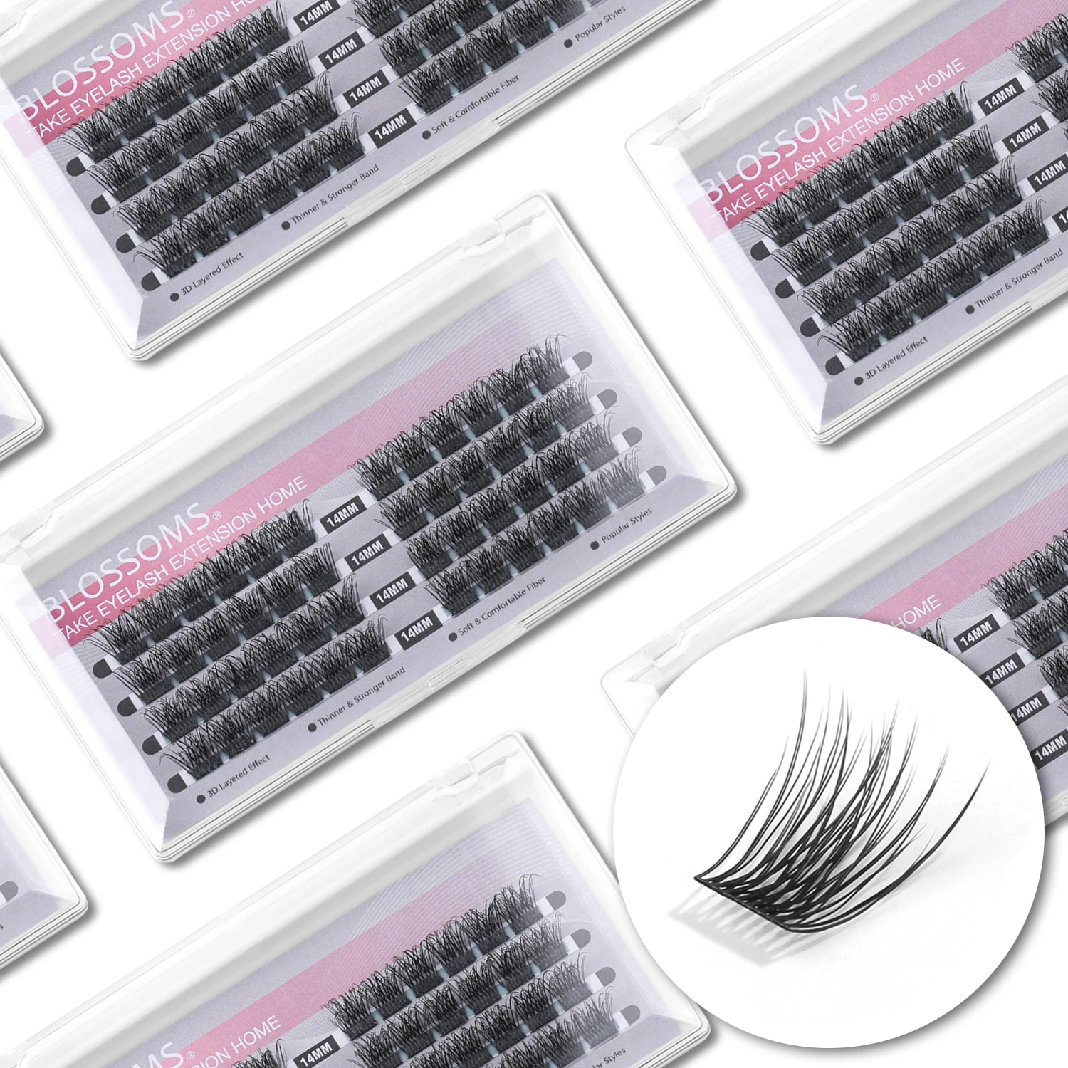 ETVITE DIY Clusters Eyelash Extension Dovetail Segmented Lashes 48 Volume Natural Eyelashes Bundles