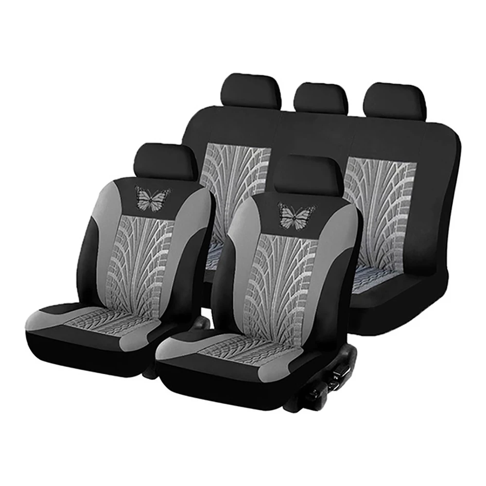

Universal Car Seat Covers Full Set For Auto w/Steering Wheel/Belt Pad/Head Rest