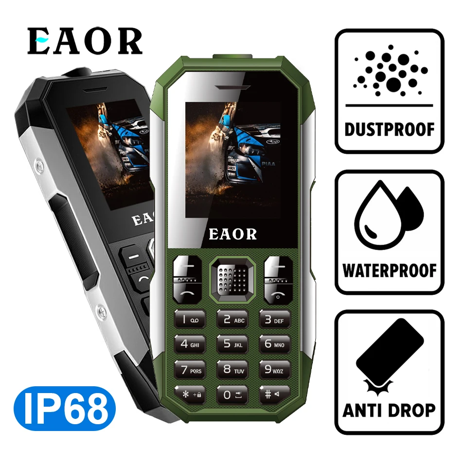 

EAOR Feature Phone IP68 Rugged Phone Waterproof Dustproof Keypad Phone Dual SIM 3000mAh Big Battery Push-button Phone with Torch