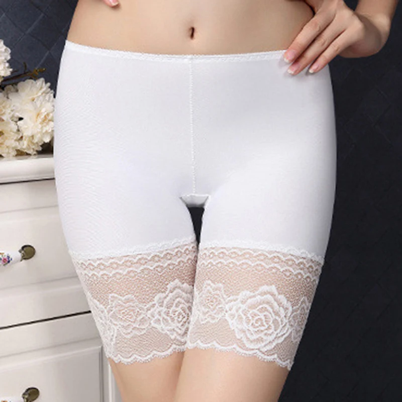 

New Women Safety Shorts Solid Color Hip Lace Floral Patchwork Sexy Underwear Fashion Blend Elastic Pants Safety Shorts