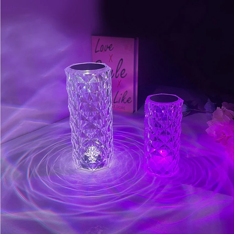 

Usb Led Crystal Table Lamp Romantic 1pcs Rose Light Projector Led Night Light For Bedroom Diamond Crystal Table Lamp Party Lamps