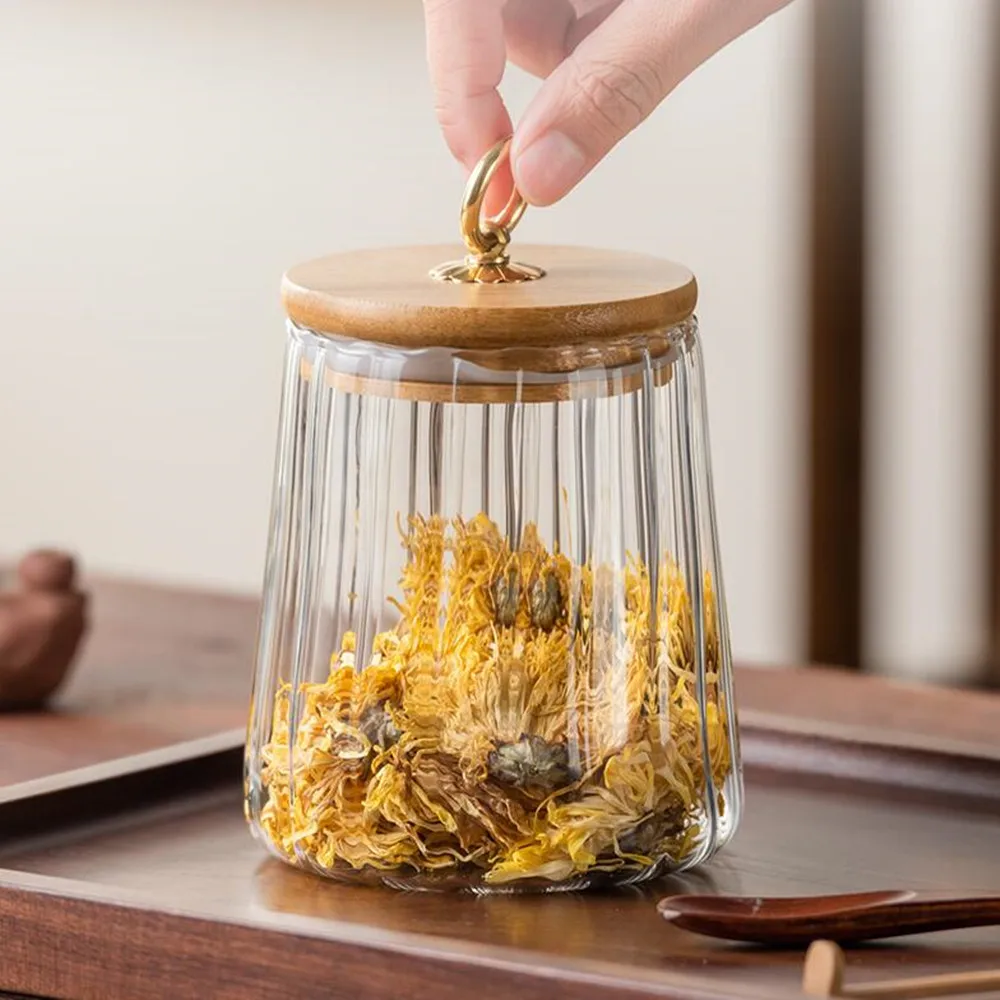 

Японская домашняя герметичная стеклянная банка для чая в скандинавском стиле, Цветочная банка для сахара, многофункциональная стеклянная ...