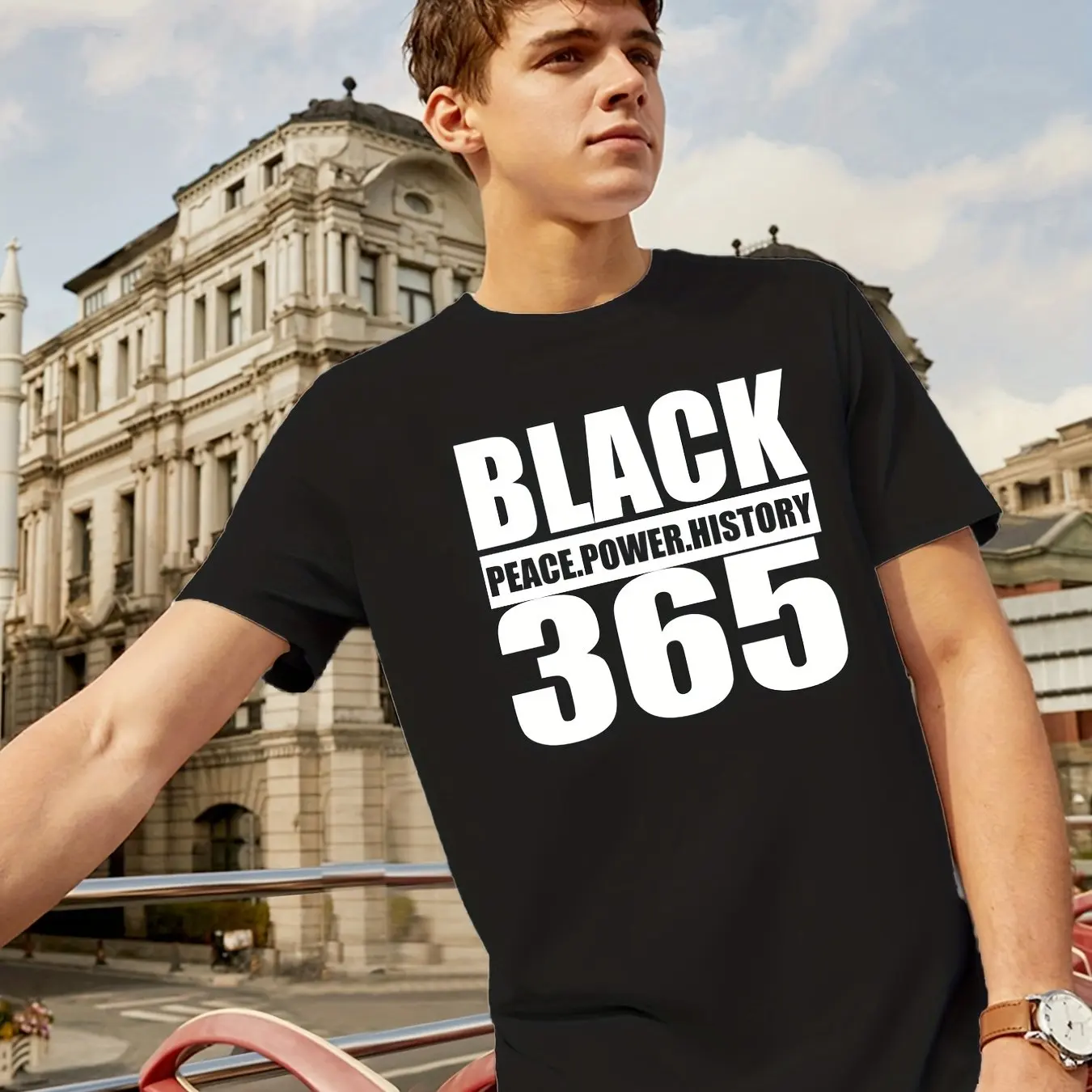 Черная футболка с графическим принтом 365 дюйма для празднования мира силы и