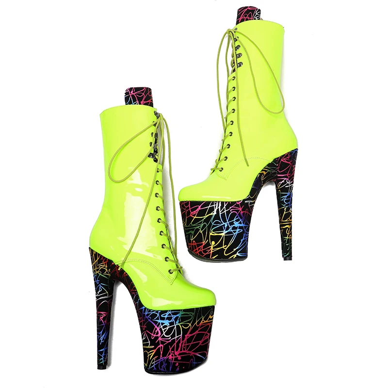 Leecabe 20CM/8Inch PU upper  lady fashion  boots   for  party  Platform  High Heels Pole Dance boot