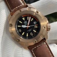 steeldive official 1000m waterproof watch sd1942s big bronze wristwatch fire pattern black bottom dial bronze bezel retro watch
