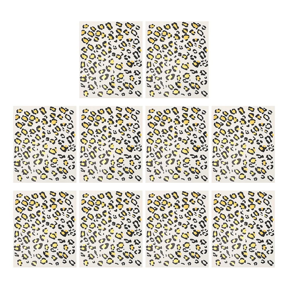 

10 Sheets Tattoos Stickers Leopard Printed Temporary Tattoos Personalized Makeup Stickers
