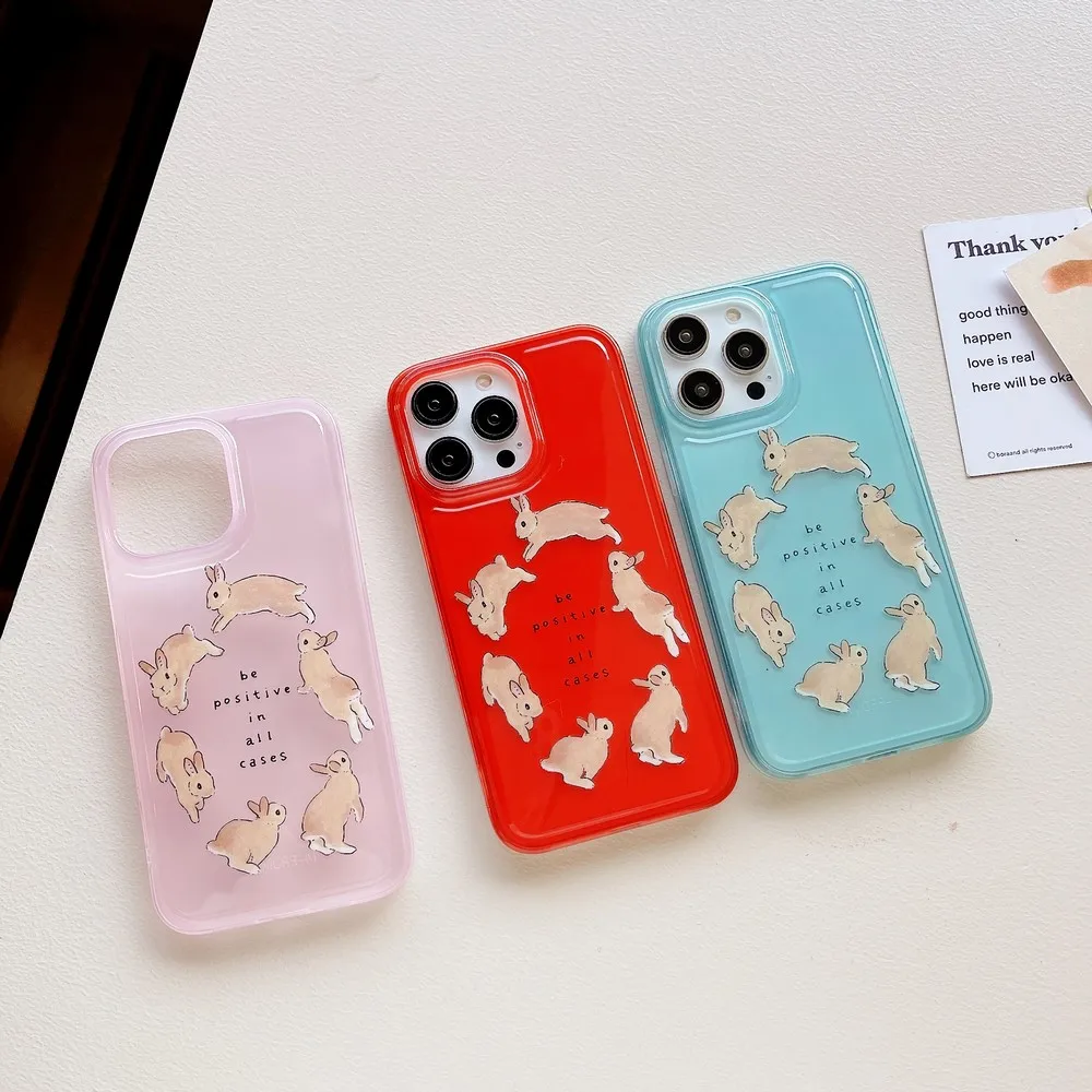 

Прозрачный чехол IMD для телефона с мультяшным рисунком кролика для iphone 14 14Promax 12 12Pro 12ProMax 11 11ProMax 13 13ProMax, мягкий чехол