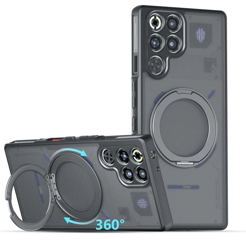 Магнитный чехол ELVEV для ZTE RedMagic 11 Pro  11s Pro Plus, матовый, из твердого поликарбоната + мягкого ТПУ, с защитным кольцом от падений (art.: 3920db329a48e) - 3920db329a48e