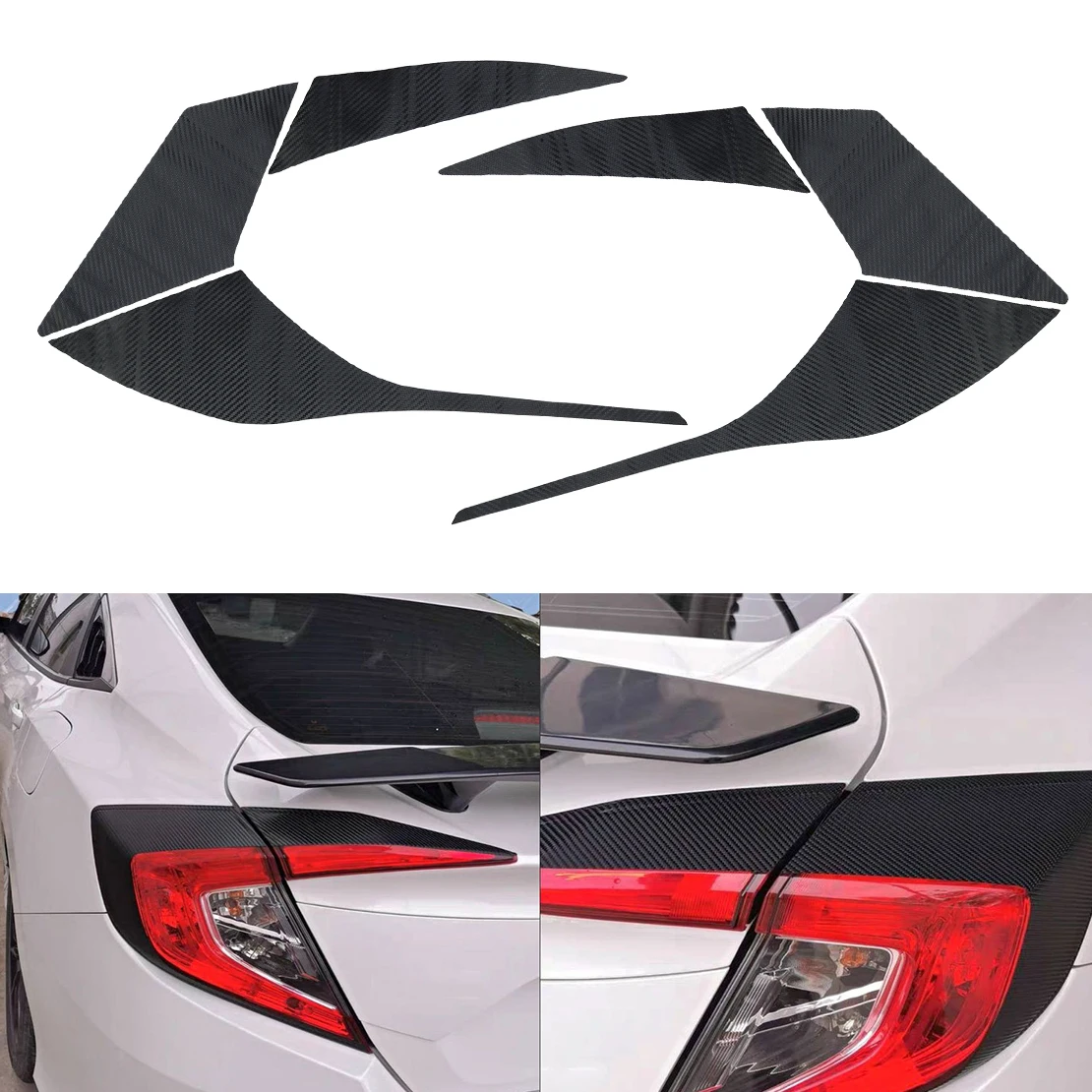 

Стильная черная пластиковая наклейка для задсветильник фонаря в стиле углеродного волокна, 1 комплект, для Honda Civic 2016, 2017, 2018, 2019, 2020, 2021