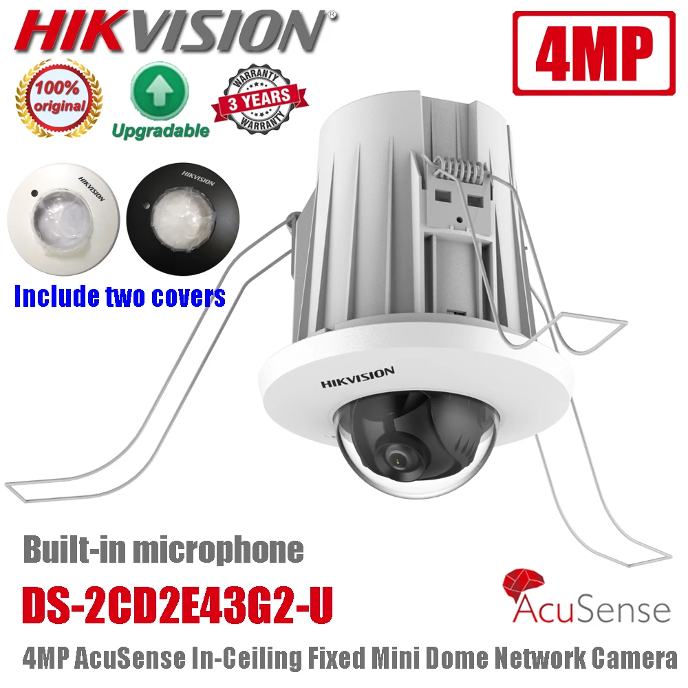 

Original Hikvision DS-2CD2E43G2-U 4MP POE AcuSense In-Ceiling Built-in Mic Fixed Mini Dome Network IP Camera