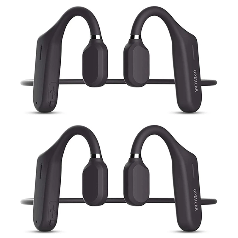 

2X Bone Conduction Headphones Bluetooth 5.0 Wireless Bluetooth Headset Ipx6 Waterproof Sport Earphones For Running-Black
