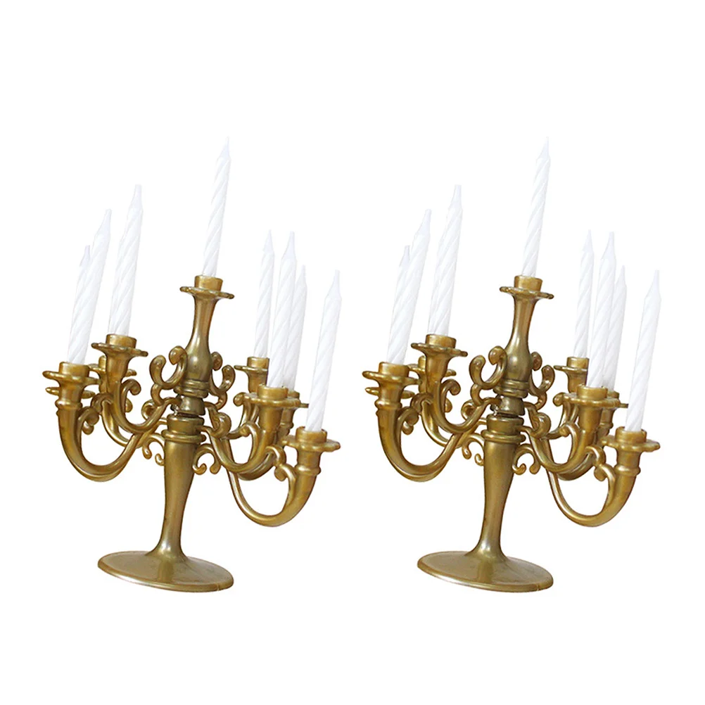 

2 Gold Wedding Decor with Candals Candlestick Tall Stand for Wedding, Ceremony, Birthdays,, Christmas Dinner Cake