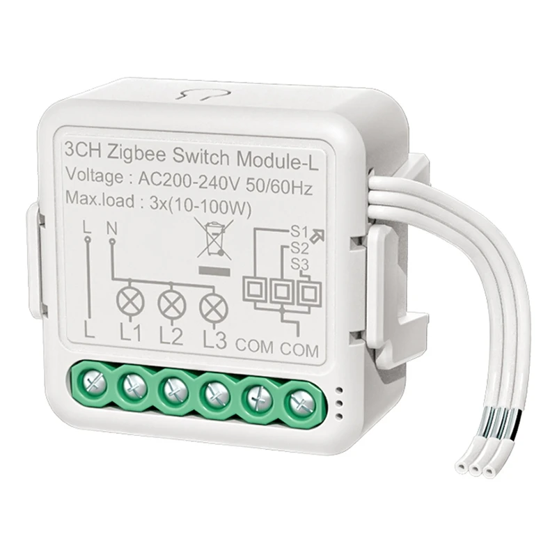 

Умный выключатель 3X Tuya Zigbee, модуль выключателя без нейтрального провода, двухстороннее управление, работает с Alexa Google Home(3 клавиши)