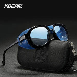 2022 New KDEAM Steampunk Pilot Sunglasses for Women and Men FasSoft Leather Shield Vintage Designer  in Pakistan