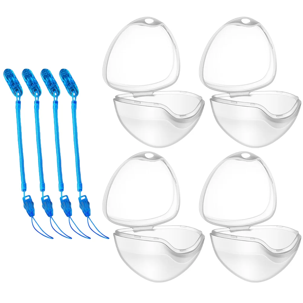 

4pcs Pacifier Holder Box Pacifier Clear Clip Holder Container Case Storage
