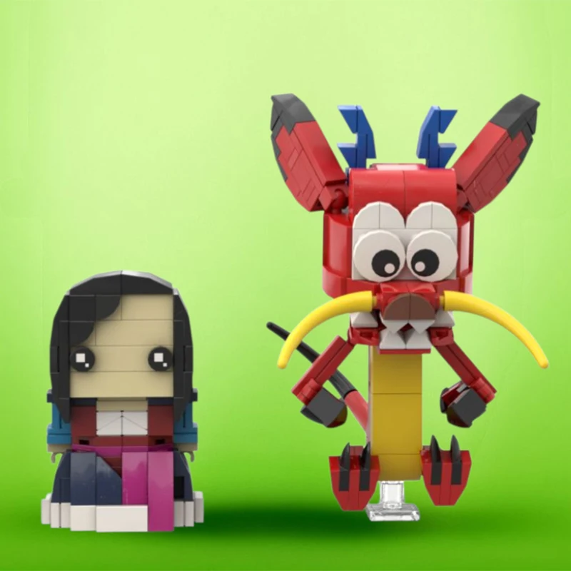 359 деталей MOC BrickHeadz Мулан и Мушу, модель из строительных блоков, игрушка, архитектурный конструктор, рождественские подарки, поделка своими руками, подарок на день рождения, образовательный набор для демонстрации. (art.: 3920dcc60ea7f) - 3920dcc60ea7f