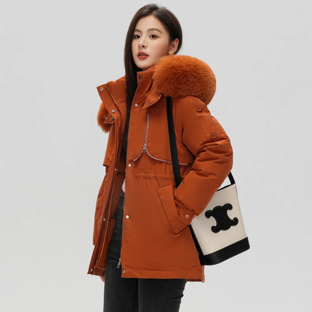 

2023 New Winter Jacket Thicken Cotton Warm Puffer Coat Women Casual Parkas Clothes With Lining Fur Collar Hooded Loose Outwear