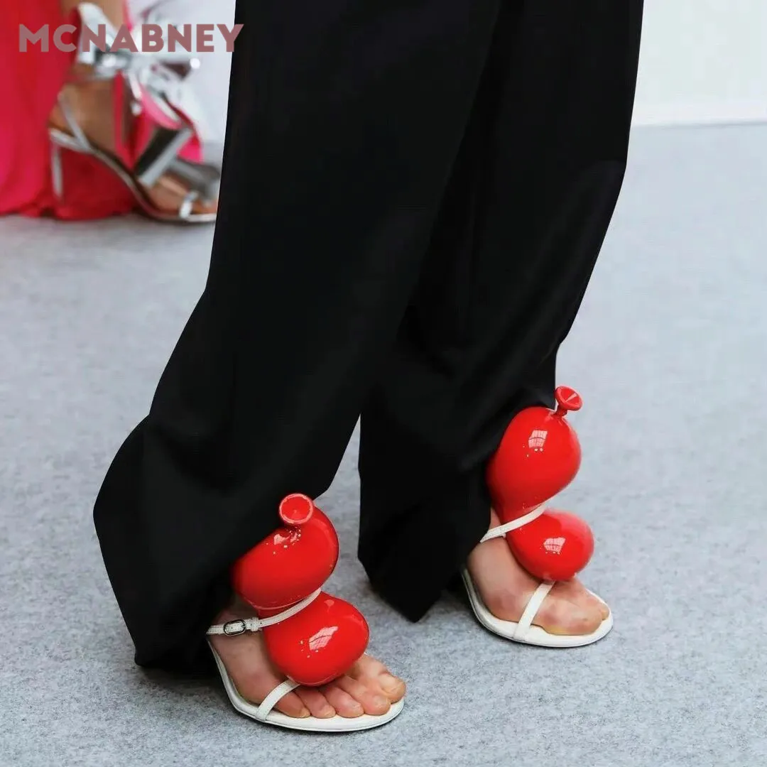 Balloon Decoration Niche Design Slippers Retro Fashion Stiletto Sandals Summer New Slip On Fashion High Heel Oversized Sandals
