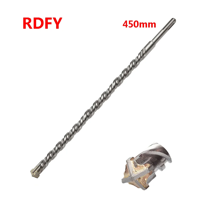 

450 мм 1 шт. удлиненная крестовая дрель по бетону, перфораторные сверла для сверления стен SDS PLUS 8 мм-32 мм, битная дрель