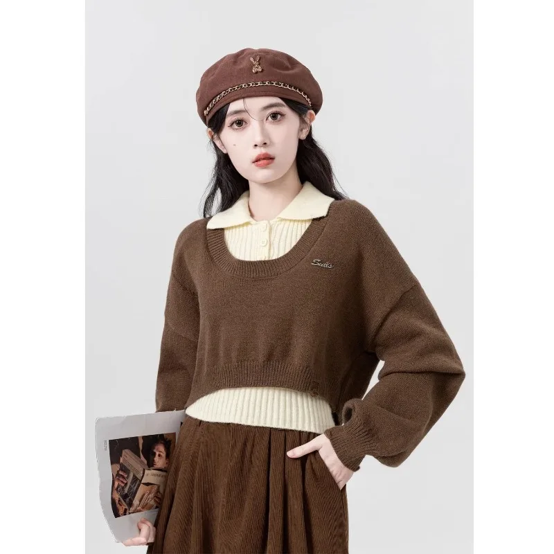 Короткий жилет MiiiiX в корейском повседневном стиле свитер Женский Осенний