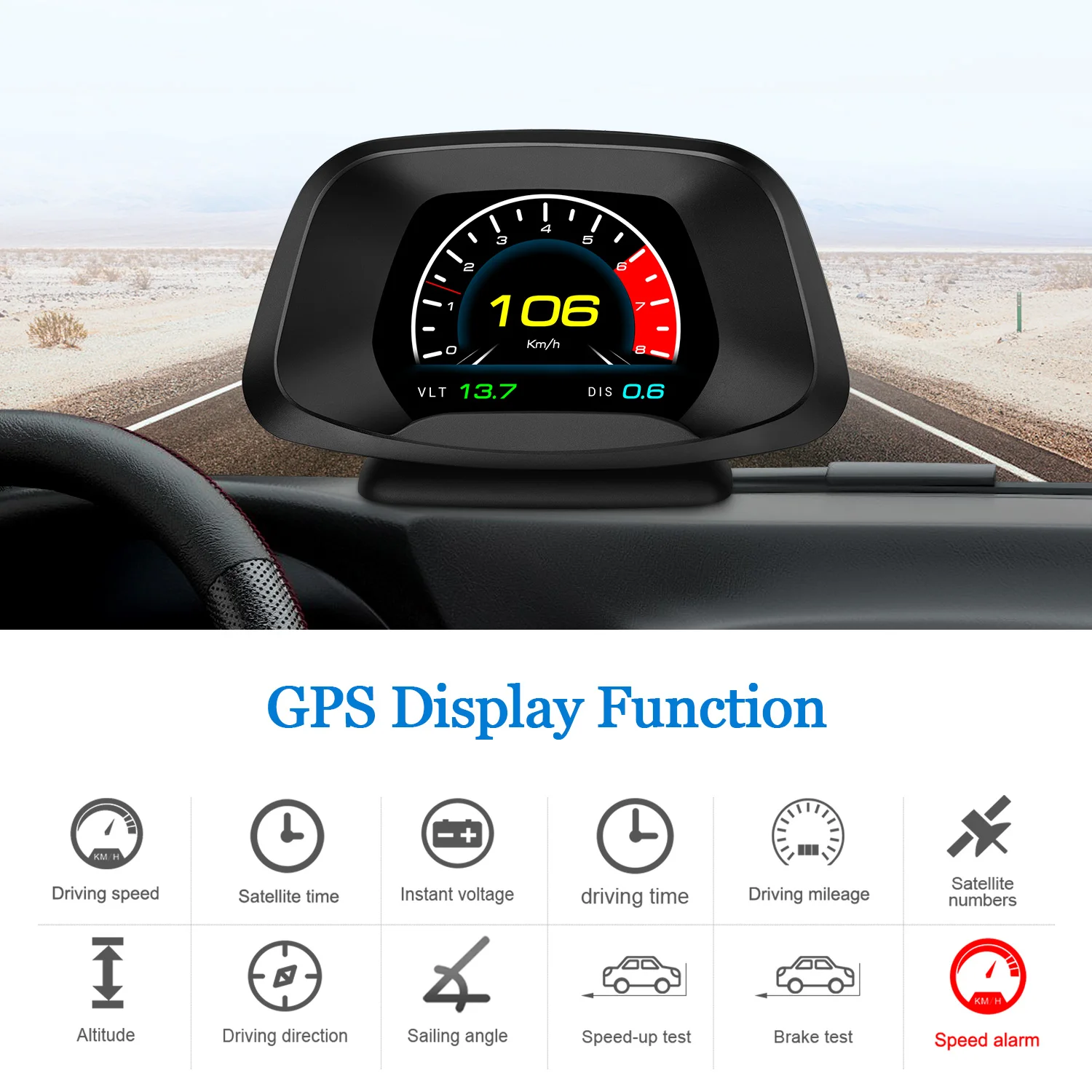 

P19 OBD2 GPS Display Dual Sytem HUD Head Up Display Car Speedometer Alarm Oil Temp Auto Fuel Consumpation Fits All Car