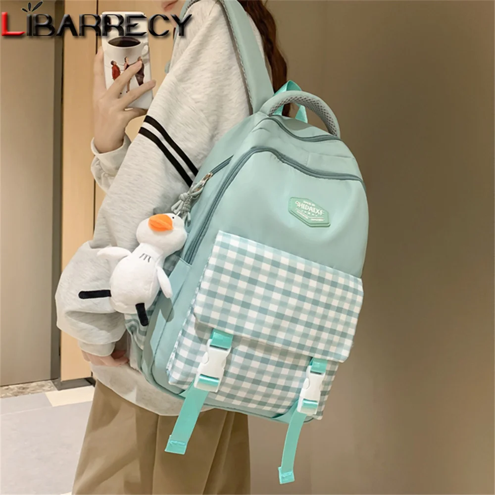 

2023 Panelled Plaid Ladies Backpack Fashion High Quality Nylon Women's Anti Theft Bags New Youth Laptop Backpack Bolsos De Mujer