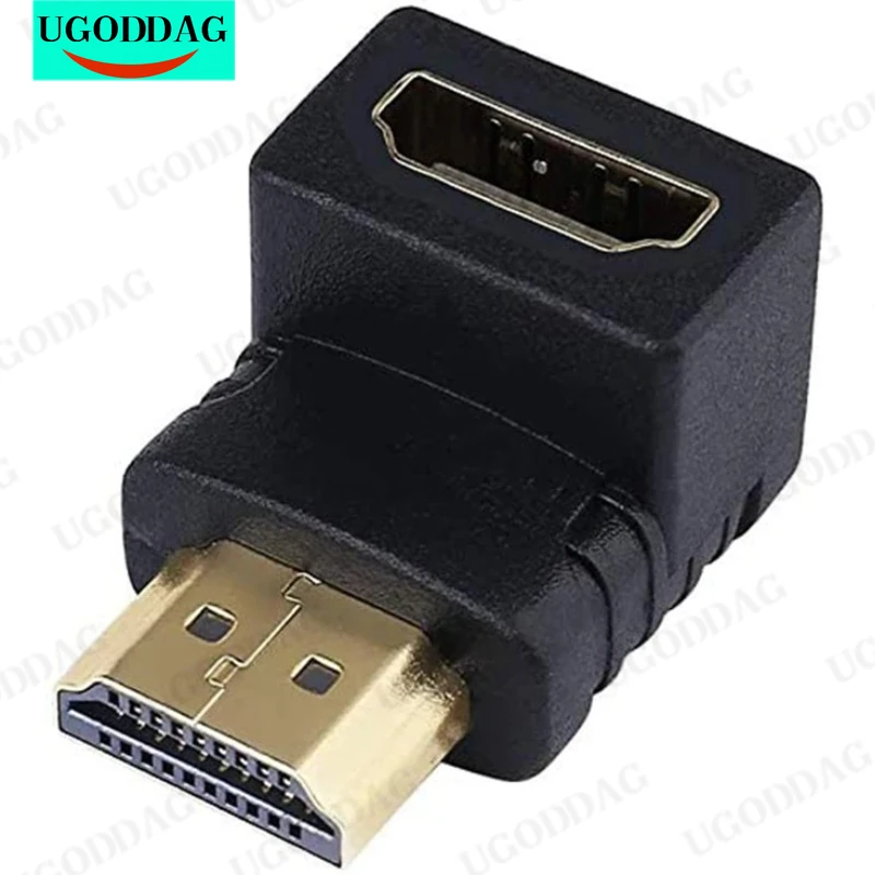 Фото Адаптер-коннектор HDTV с угловым разъемом 90 градусов, HDMI-совместимый удлинитель, кабель-переходник (штекер-гнездо) для HDTV, PS4, HD-конвертеров №1