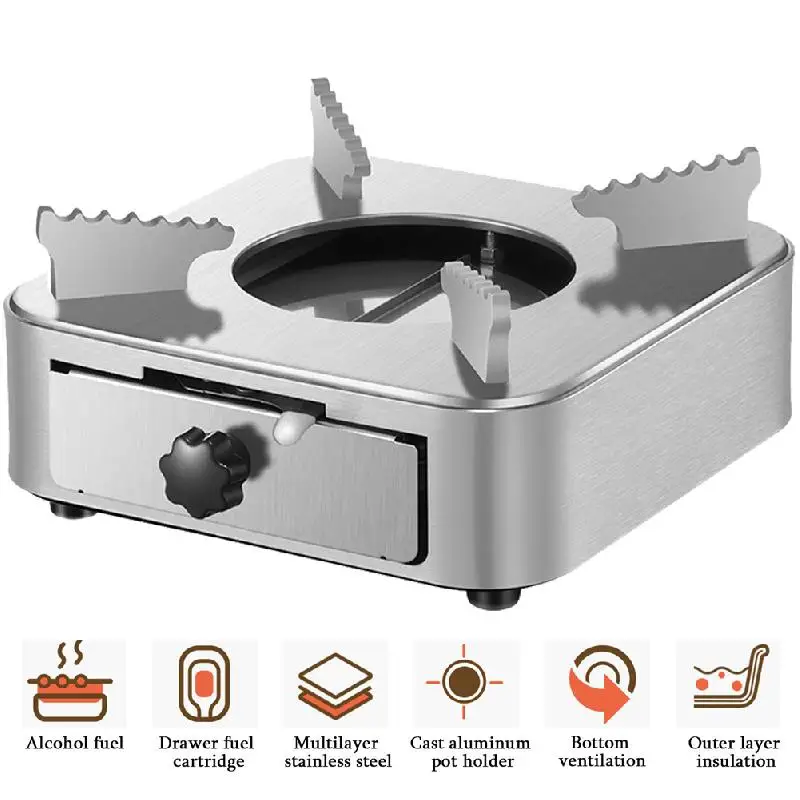 

Hot Sale Camping Alcohol Stove Spirit Burner with Push-pull Drawer Outdoor Stove for Outdoor BBQ Backpacking Camping Hiking