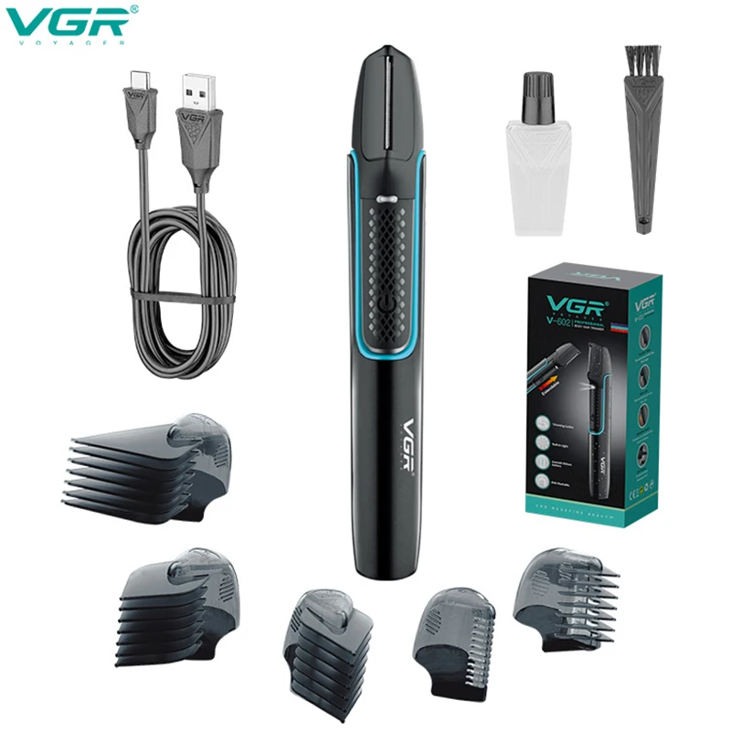 

VGR Men's Electric Groin Hair Trimmer Pubic Haircut Body Grooming Clipper For Bikini Painless Epilator Rechargeable Shaver Razor