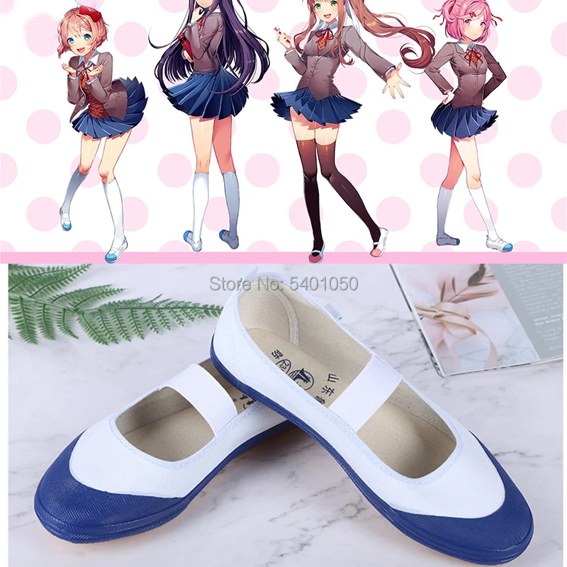 

Doki Literature Club Cosplay Shoes Sayori Cos Yuri Natsuki Cosplay японское аниме школьная обувь