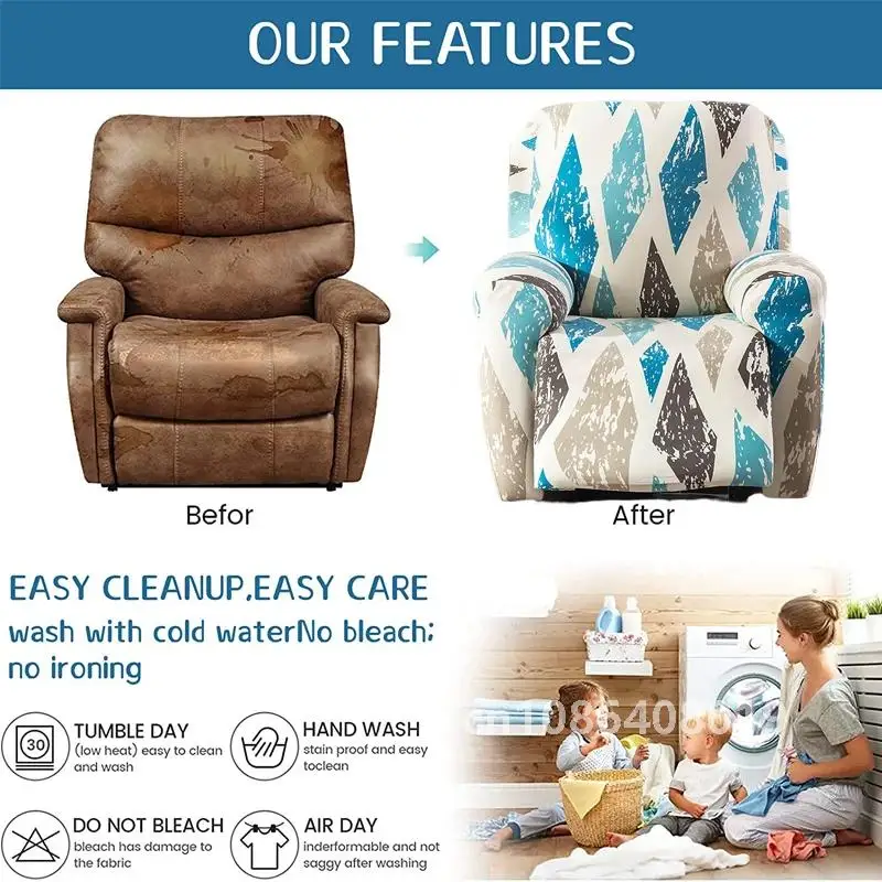 Stretch Recliner Sofa Slipcover Non Slip Soft Couch Cover lazyboy Washable Furniture Protector with Elastic Bottom for Kids