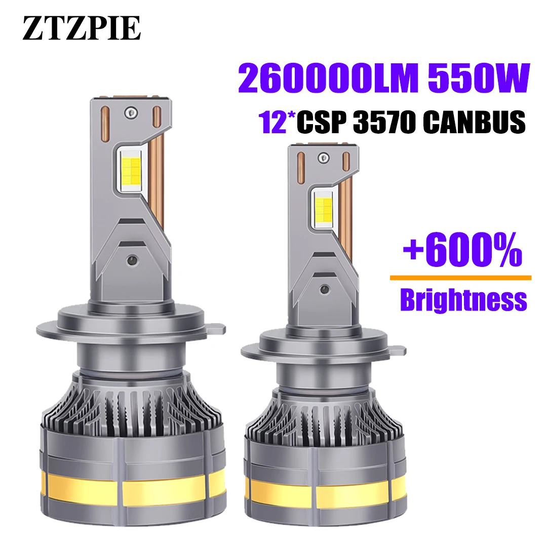 

ZTZPIE Car LED Headlight H7 Canbus H4 H1 H8 H11 HB3 HB4 9005 9006 9012 6000K 550W 260000LM Auto Lamp Turbo Fog Light Copper Tube