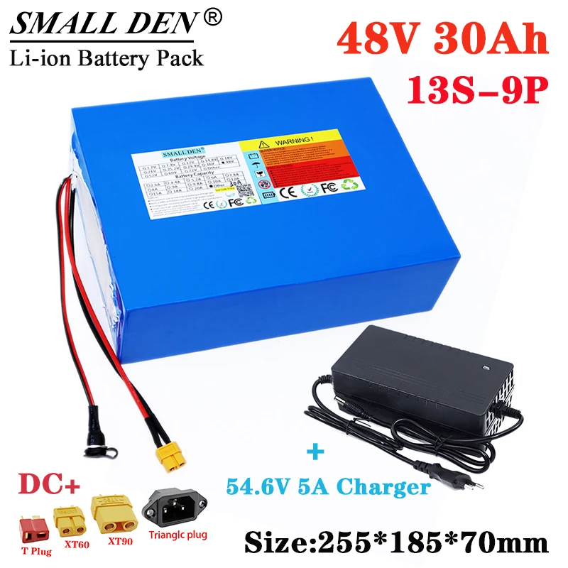 Блок литиевых батарей 48 в 30 Ач 18650 + зарядное устройство 54 6 5 А 13 сек 9p со встроенным