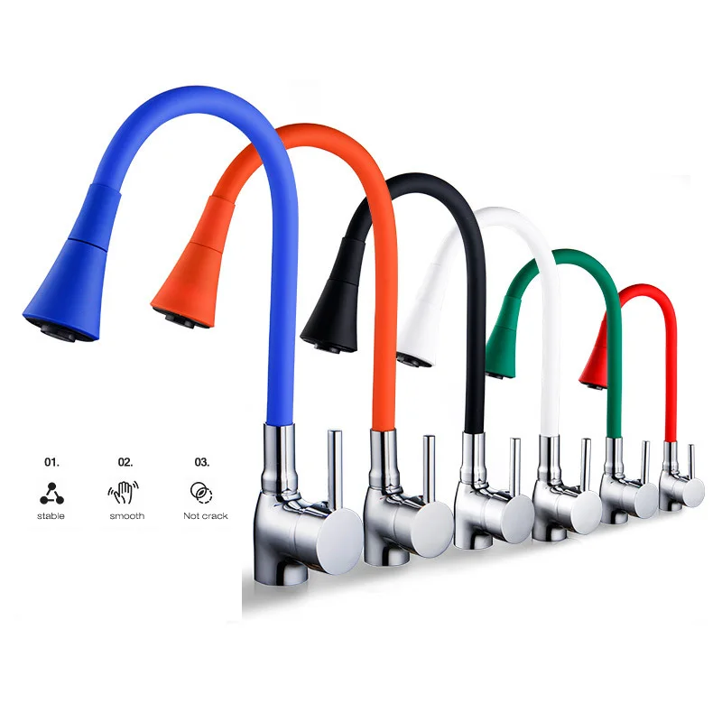 Латунный кран YCRAYS с цветным силиконовым шлангом смеситель для горячей и холодной