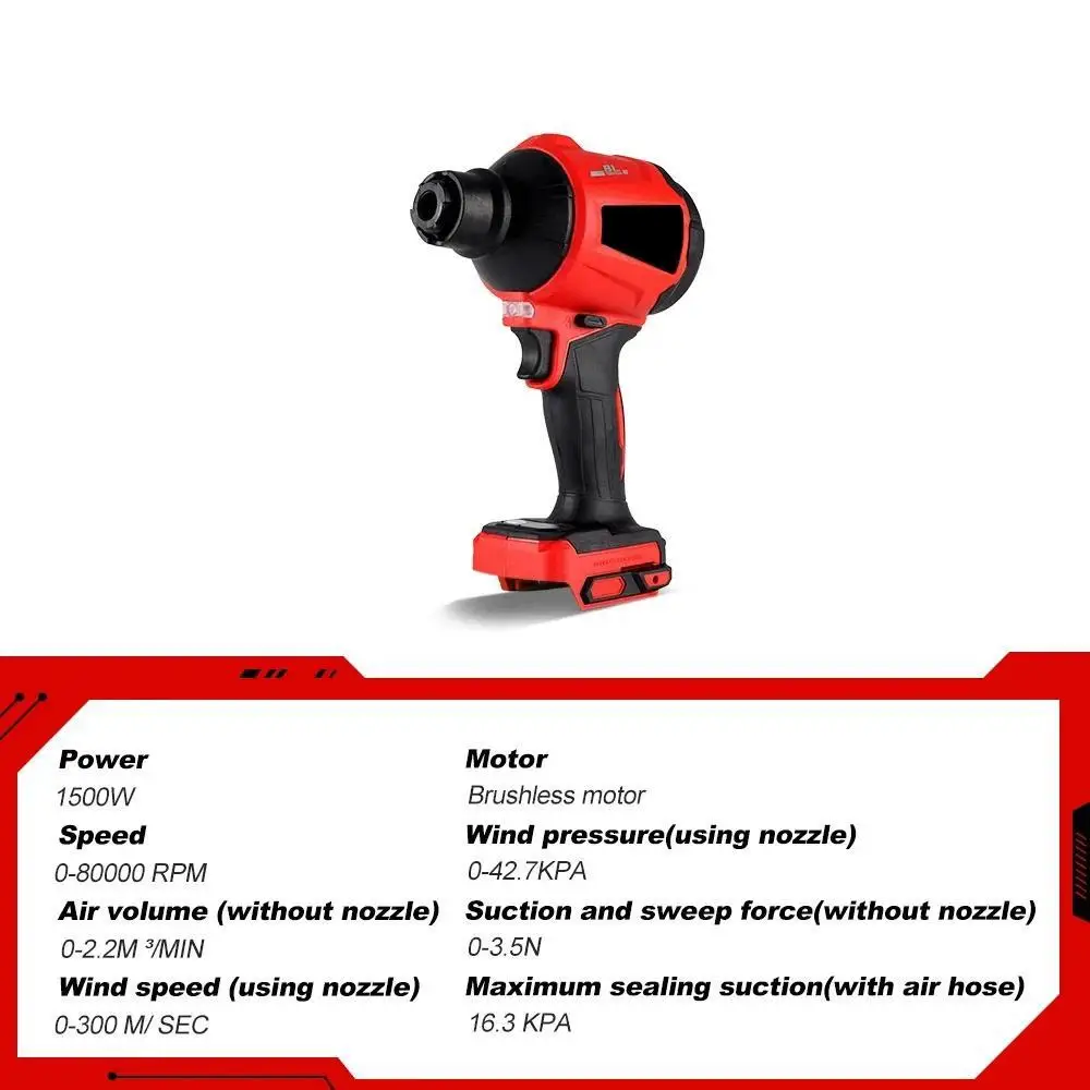Бесщеточная Электрическая воздуходувка 1500 Вт 80000 об/мин многофункциональная