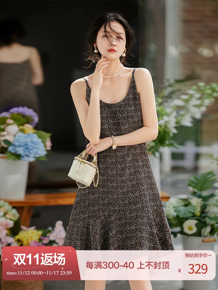 Xiaohan Pavilion Yan Pressure Qunfang Элегантное шелковое платье с маятниковым листом лотоса на