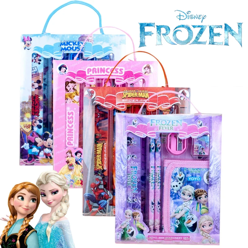 

Disney Frozen Spiderman Mickey Mouse Stationery Set Children's Cute Cartoon School Supplies Anime Children Birthday Party Gifts