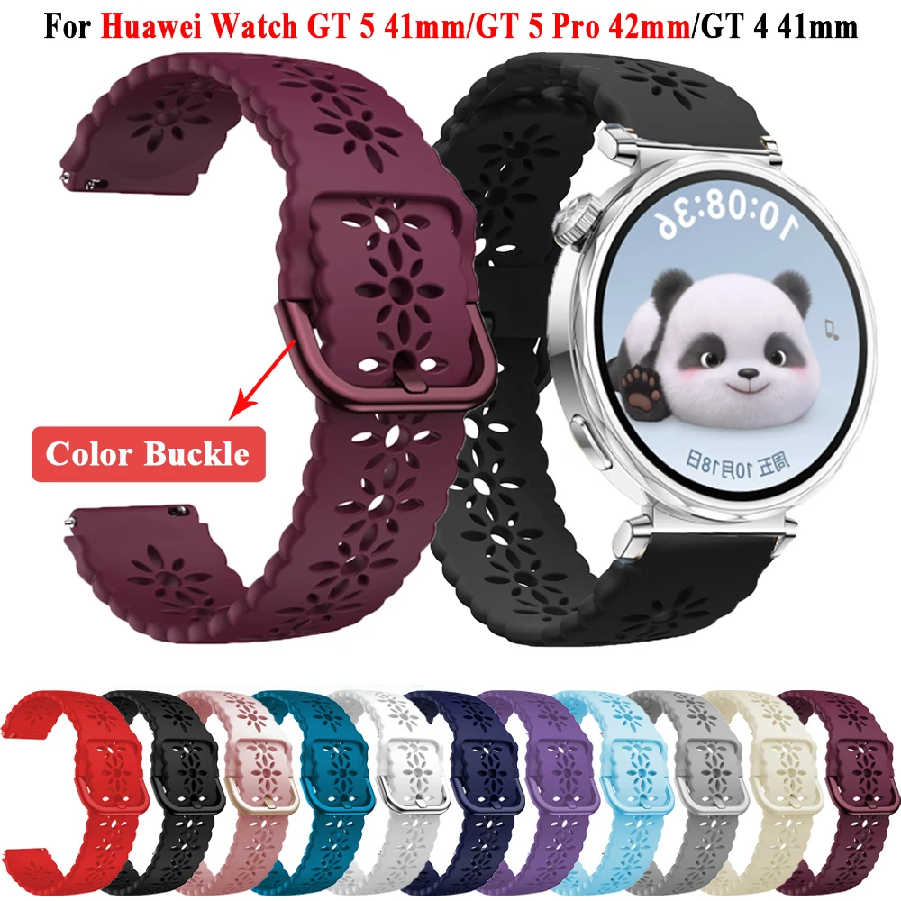 Фото Силиконовый ремешок для Huawei Watch GT5 GT4 41 мм GT5Pro 42 мм, цветной браслет с пряжкой для Garmin Venu3S 2S Vivoactive 4S 265S 255S №1