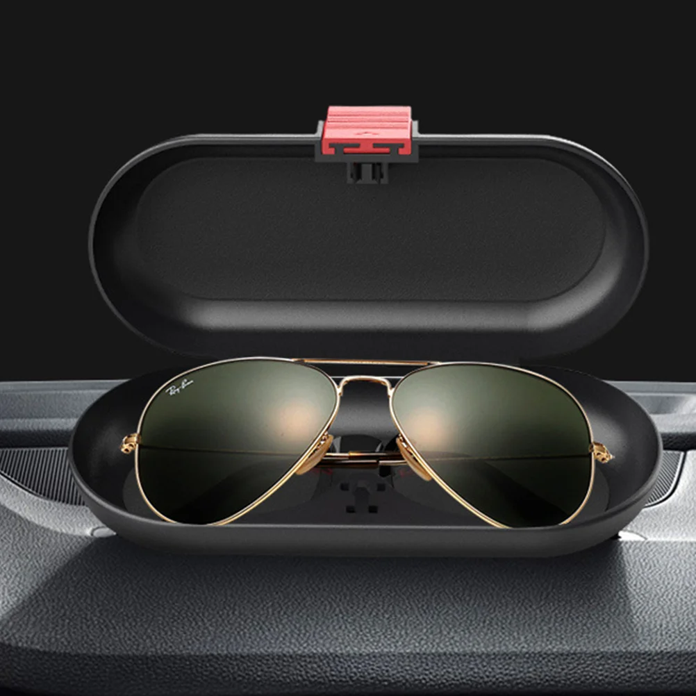 

Hard Shell Glasses Case Car Organizer Box Storage 17X7.6cm Sun Visor Clip Black High-speed IC