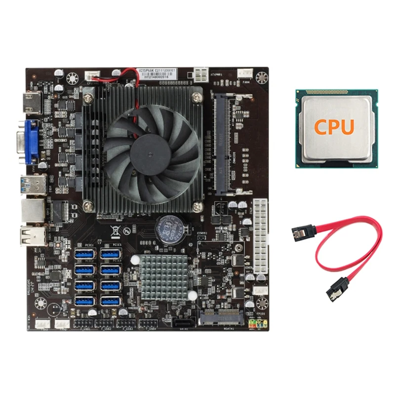 

B75 ETH Mining Motherboard+CPU+Fan+SATA Cable 8 USB3.0 To PCIE X1 Support DDR3L SODIMM RAM MSATA ETH Miner Motherboard