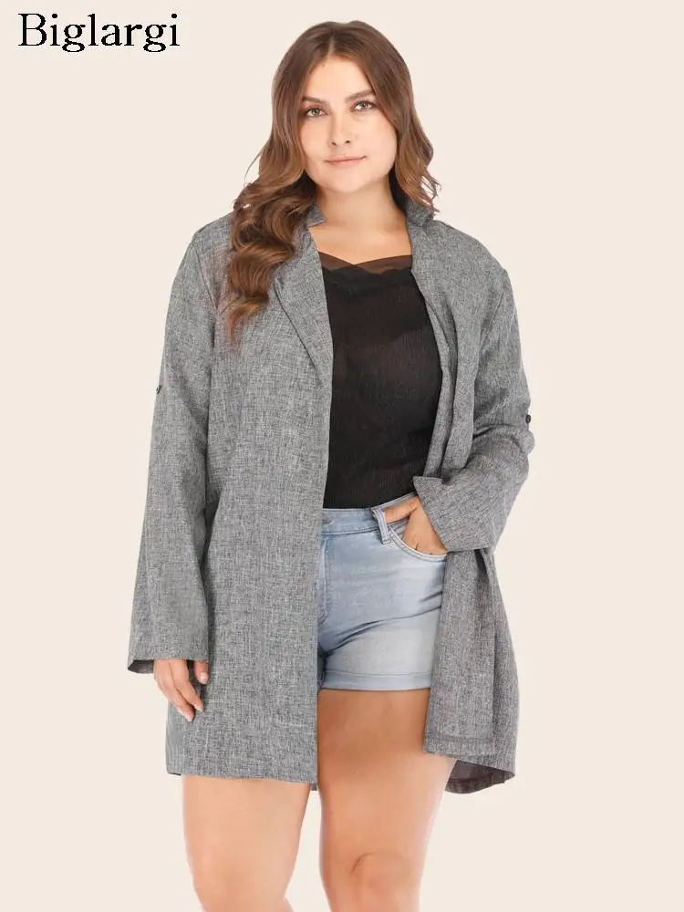 

Женский Осенний тренчкот размера плюс, повседневные свободные Женские ветрозащитные куртки с длинным рукавом, модные плиссированные женские куртки, пальто 2023