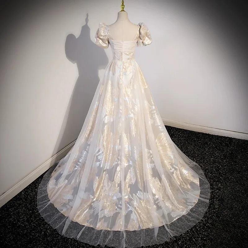 Женское вечернее платье с квадратным вырезом и коротким рукавом Элегантное