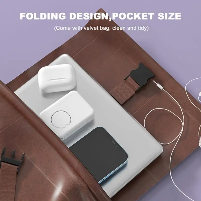 RYRA 15W Fast Charger Phone Stand Magnetic Folding 3in1 Wireless Desktop Portable For Airpods Pro IWatch Iphone Headset Charger