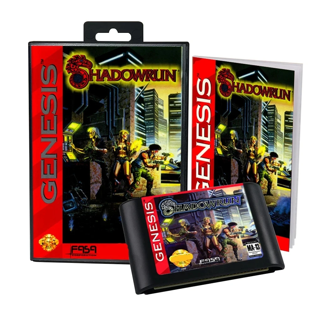 Shadowrun с коробкой и руководством для 16-битной игровой картриджа Sega MD System Megadrive Genesis
