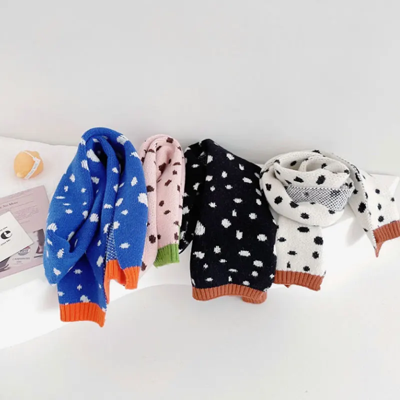 

2022 Winter Children Knitted Scarf Fashion Soft Warm Autumn Kids Neckerchief Girl Boy Korean Neck Scarves Unisex