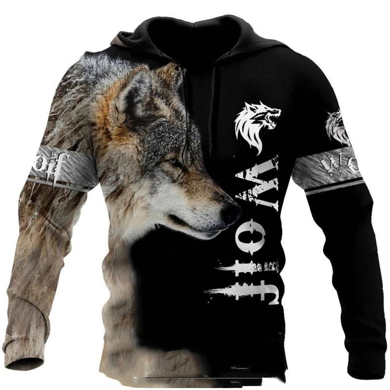 

Domineering Fierce Personality Fashion Casual Wolf 3D Printe Hoodie Animal Hooded Sweatshirt Unisex Pullover Tracksuit Oversized