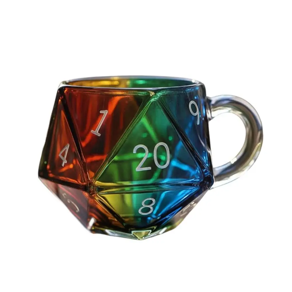 Фото Прозрачная стеклянная кружка-игральная кость D20 с ручкой, в стиле фэнтези, для любителей RPG №3
