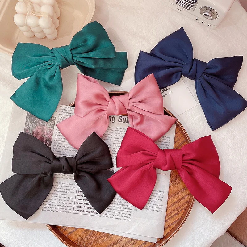 

2pcs Satin big bow hairpin net red hairpin back of the head clip headdress hair rope head rope hair accessories