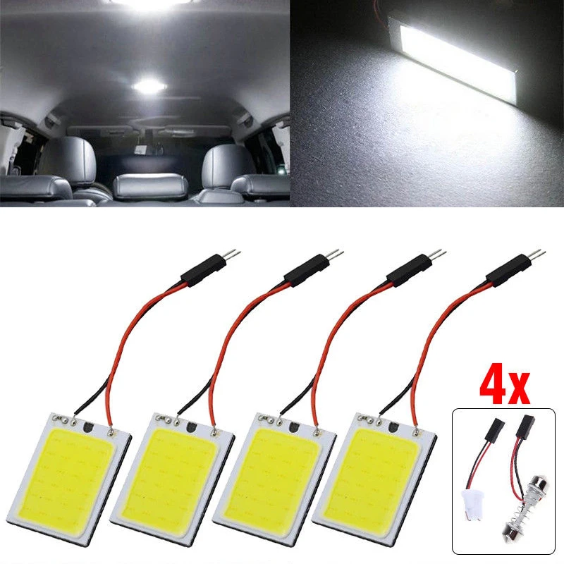 

4* COB LED T10 Dome Reading Light Festoon Led Adapter Car Interior Panel Lights Map Lamp White 24SMD 4W 12V Trunk Festoon Lights